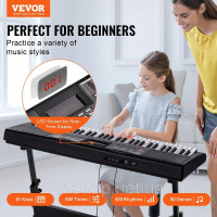 VEVOR 61 Key Цифрове піаніно Електричне піаніно Стійка для піаніно Педаль сустейну 500 ритмів 323024