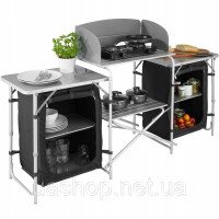Розкладна туристична кухня Tectake чорна 164,5 см x 104 см x 52 см