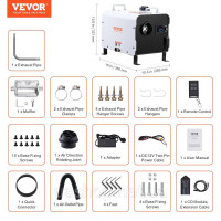 VEVOR Diesel Повітронагрівач 12V/24V 8kW Bluetooth APP Пульт дистанційного керування Air Diesel 515501