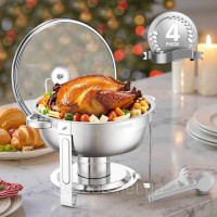 Набір посуду VEVOR Chafing Dish Set Нержавіюча сталь 4,7 л 4 шт. Срібна скляна кришка 522149