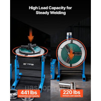 Зварювальний поворотний стіл VEVOR 200 кг, зварювальний позиціонер 120 Вт, кут нахилу від -45° до 90°, регулювання швидкості 0,5–5
