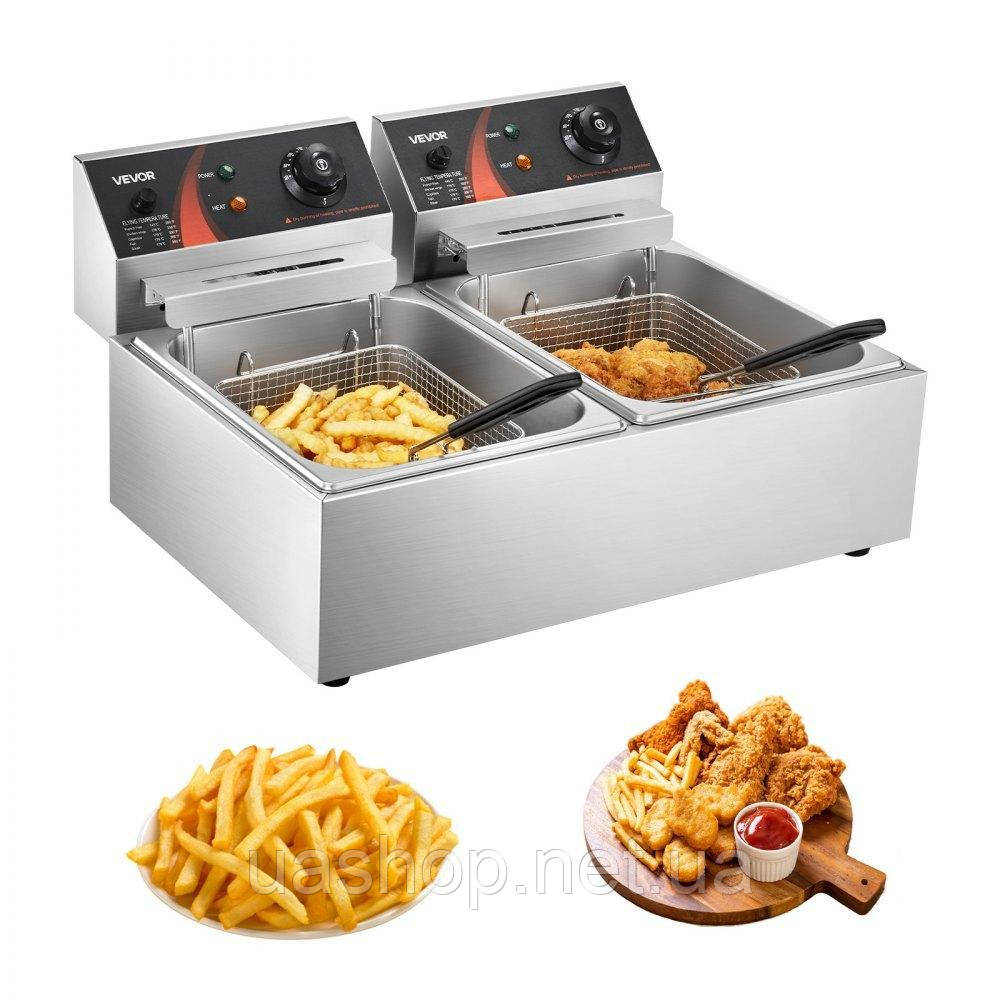 Фритюрниця VEVOR 295 x 235 x 150 мм Комерційна електрична фритюрниця, подвійна холодна зона фритюрниці YB-82 фритюрниця машина
