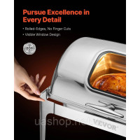 Набір посуду VEVOR Chafing Dish Set нержавіюча сталь 3,9 л 2 контейнери Rolltop Silver 527932