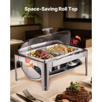 Набір посуду VEVOR Chafing Dish Set нержавіюча сталь 3,9 л 2 контейнери Rolltop Silver 527932