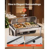 Набір посуду VEVOR Chafing Dish Set нержавіюча сталь 3,9 л 2 контейнери Rolltop Silver 527932