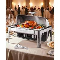 Набір посуду VEVOR Chafing Dish Set нержавіюча сталь 8,5 л 1 контейнер Rolltop Silver 528053