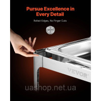 Набір посуду VEVOR Chafing Dish Set нержавіюча сталь 8,5 л 1 контейнер Rolltop Silver 528053