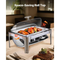 Набір посуду VEVOR Chafing Dish Set нержавіюча сталь 8,5 л 1 контейнер Rolltop Silver 528053