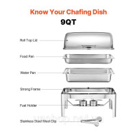 Набір посуду VEVOR Chafing Dish Set нержавіюча сталь 8,5 л 1 контейнер Rolltop Silver 528053