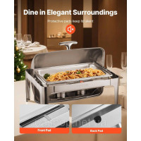 Набір посуду VEVOR Chafing Dish Set нержавіюча сталь 8,5 л 1 контейнер Rolltop Silver 528053