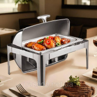 Набір посуду VEVOR Chafing Dish Set нержавіюча сталь 8,5 л 1 контейнер Rolltop Silver 528053
