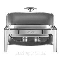 Набір посуду VEVOR Chafing Dish Set нержавіюча сталь 8,5 л 1 контейнер Rolltop Silver 528053