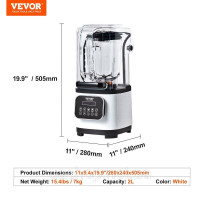 Блендер VEVOR Комерційний підставний міксер Smoothie Maker 2 л Кухонна техніка 2200 Вт 528164