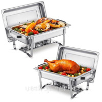 Набір посуду VEVOR Chafing Dish Set Нержавіюча сталь 7,5 л 2 шт. Буфет прямокутний 528272