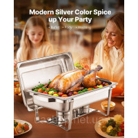 Набір посуду VEVOR Chafing Dish Set Нержавіюча сталь 7,5 л 2 шт. Буфет прямокутний 528272