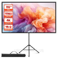 Проекційний екран VEVOR Screen Tripod Screen 80 дюймів 4K HD Портативний 16:9 528289