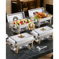 Набір посуду VEVOR Chafing Dish Set Нержавіюча сталь 7,5 л 4 ємності Gold Buffet 528607