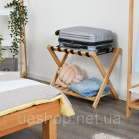 Складаний багажний табурет Relaxdays з полицею для валіз, 56x68,5x41,5 см, бамбук, до 50 кг, компактне зберігання 6042299