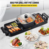Електричний гриль VEVOR 2 в 1 Hotpot Grill 2400 Вт з антипригарною поверхнею для смаження та гарячої каструлі 62938