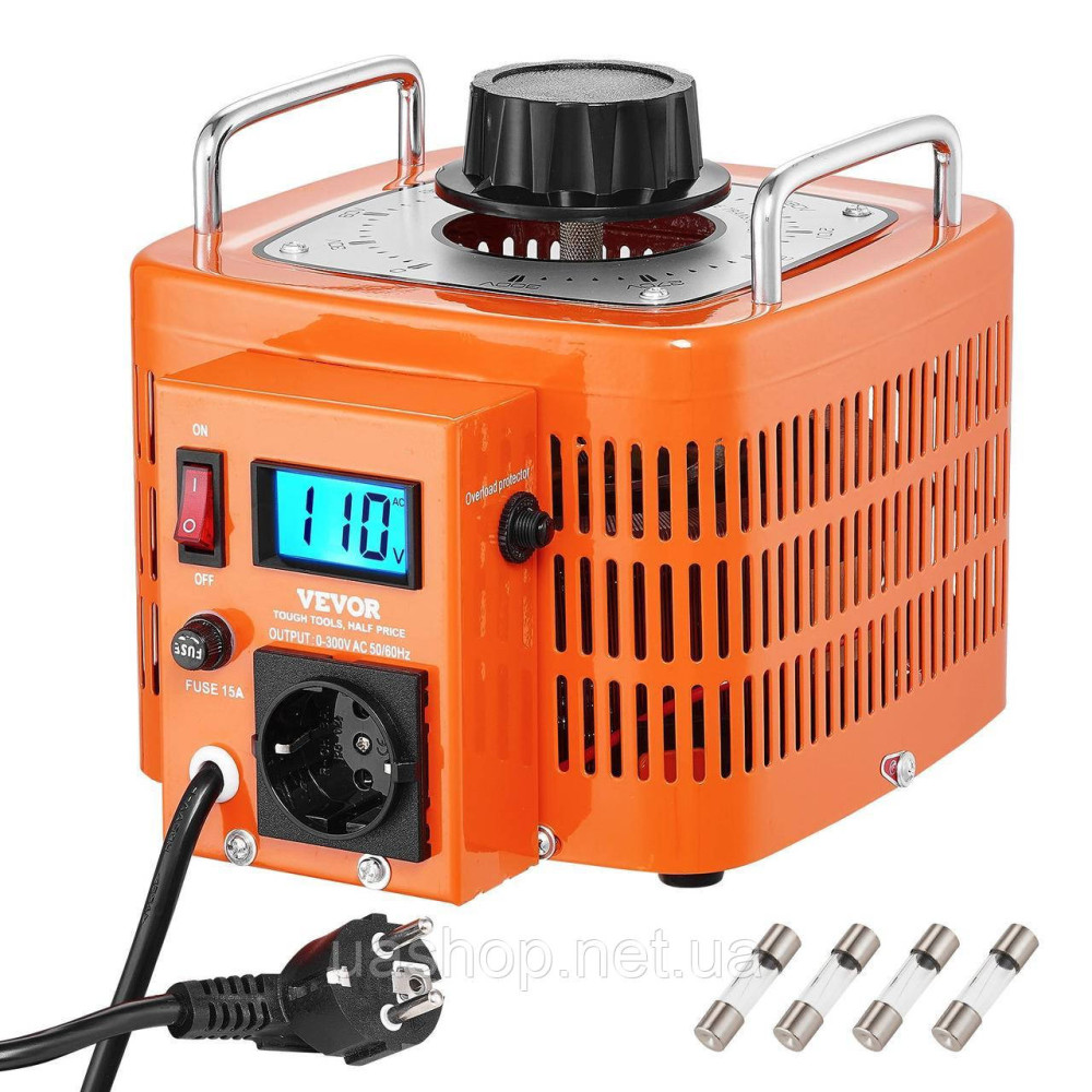 Автоматичний трансформатор напруги VEVOR 3000VA 0-300V LCD дисплей для регулювання змінного струму 63324
