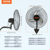 Vevor 671006 Настінний вентилятор VEVOR, 17,5 Vevor 671006 Настінний вентилятор VEVOR, 17,5