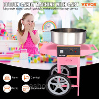 Vevor 672012 Електрична машина для солодкої вати з візком, 1000 Вт, комерційна машина для солодкої вати з