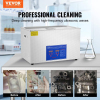 Vevor 672941 30L 100A Ультразвуковий очищувач з нагрівачем 600W з нержавіючої сталі Ультразвукова ванна