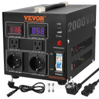 Vevor 675307 2000 ВА перетворювач напруги Трансформатор змінного струму 110 В⇋220 В трансформатор 2x US