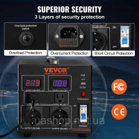 Vevor 675307 2000 ВА перетворювач напруги Трансформатор змінного струму 110 В⇋220 В трансформатор 2x US
