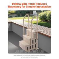 Vevor 676132 Драбина 3-Step Pool Ladder Safety Ladder 181 кг для басейнів 91,4-121,9 см