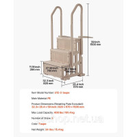 Vevor 676132 Драбина 3-Step Pool Ladder Safety Ladder 181 кг для басейнів 91,4-121,9 см