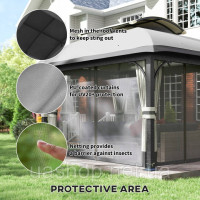 Садова альтанка Outsunny 4 x 3,3 м, водонепроникна, стійка, металева, сіра /// 750369