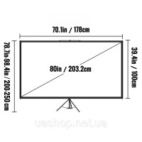 Vevor 774682 Проекційний екран 16:9 Штатив для проектора 4K HD Rollo Screen Презентаційний екран 178x100 см