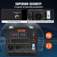 Vevor 775314 Трансформатор перетворювача напруги 5000 ВА Перетворювач змінного струму 110 В⇋ 220 В 3x US NEMA
