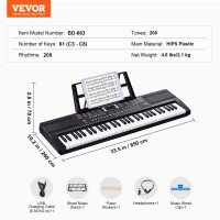 Vevor 775316 Digital 61 Keyboard Електропіаніно Цифрове піаніно 200 ритмів Vevor 775316 Digital 61 Keyboard Електропіаніно Цифрове піаніно 200 ритмів