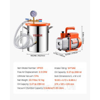 Vevor 775586 11.36L вакуумна камера 3.5CFM одноступінчастий вакуумний насос комплект 260 мл