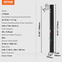 Vevor 776115 Сонячний душ 35 л садовий душ під тиском води 5 бар душ для басейну 220x180x2170 мм дощовий душ з