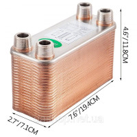 Vevor 980896 Пластинчастий теплообмінник EATB12 Теплообмінник 40 Пластинчастий теплообмінник Нержавіюча сталь