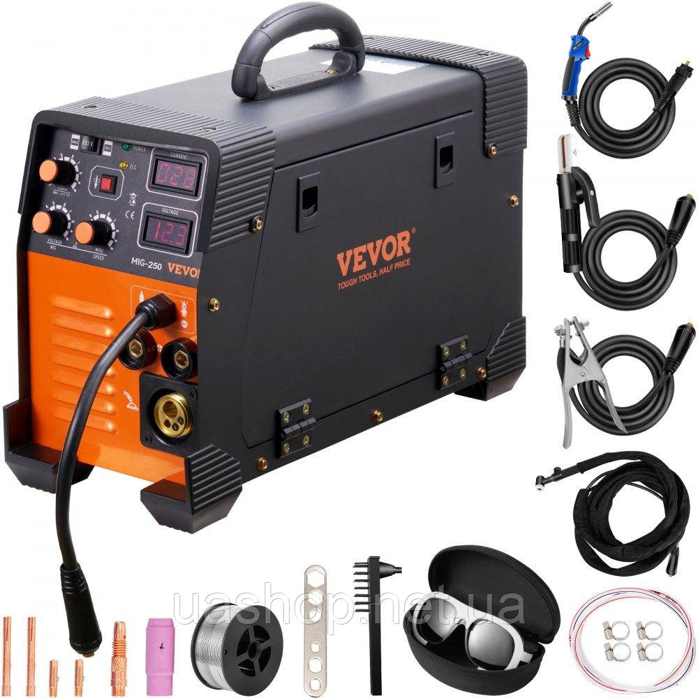 Vevor 983815 MIG/MMA/LIFT TIG 3 в 1 Зварювальний апарат 50-250 А зварювання порошковим дротом (0,8 мм і 1 мм)