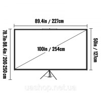 Vevor 984567 Проекційний екран 16:9 4K HD презентаційний екран на штативі проекційний екран 227x127см рулонний