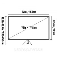 Vevor 984569 16:9 проекційний екран штатив 4K HD штатив екран презентаційний екран проекційний екран 160x95см