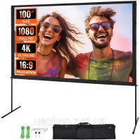Vevor 984574 Проекційний екран з підставкою 100-дюймовий HD 4K зовнішній проекційний екран для приміщень