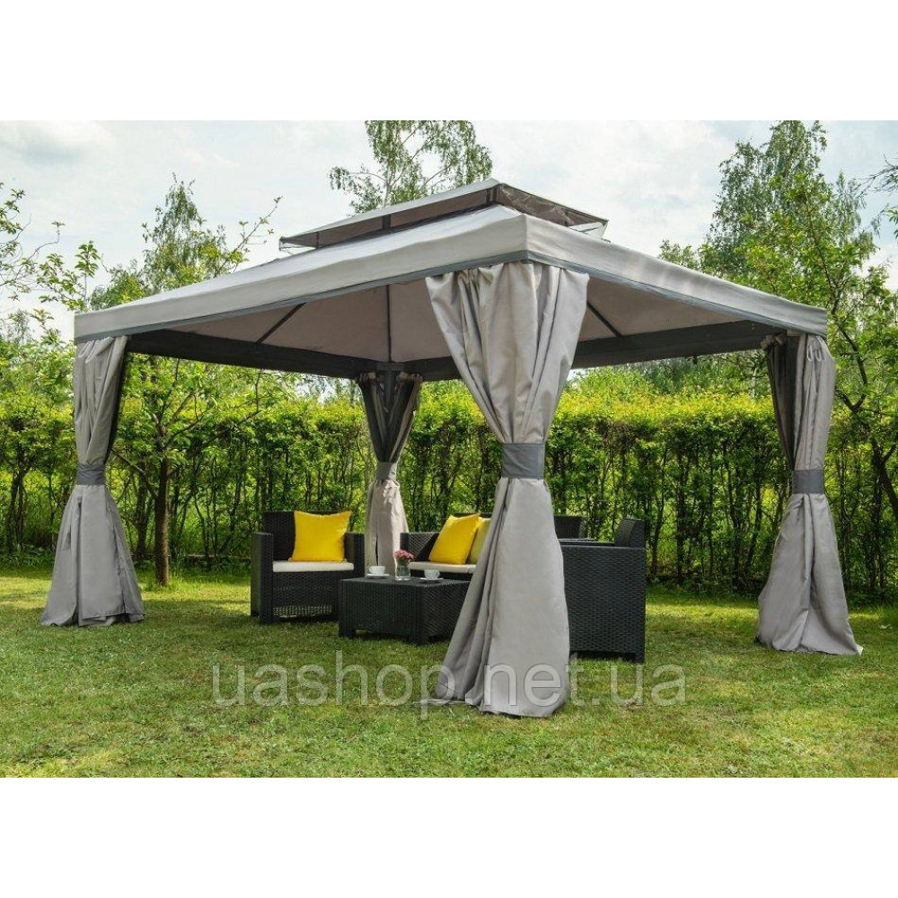 Садова альтанка з москітною сіткою та шторами Валенсія 3х4м сіра Garden Point 60009