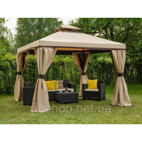 Садова альтанка з москітною сіткою та шторами Валенсія 3х3м кремова Garden Point
