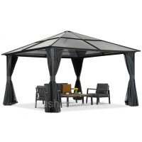 Сучасна садова альтанка Santiago Premium 4x4m Garden Point антрацит