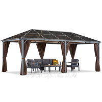 Садова альтанка Milos 3x6м з коричневими шторами Garden Point
