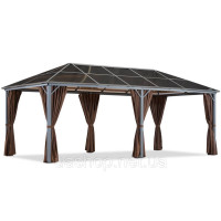 Садова альтанка Milos 3x6м з коричневими шторами Garden Point