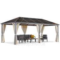 Садова альтанка Milos 3x6м з кремовими шторами Garden Point