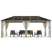 Садова альтанка Milos 3x6м з кремовими шторами Garden Point