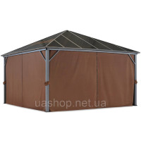 Садова альтанка Milos 4x4м з коричневими шторами Garden Point